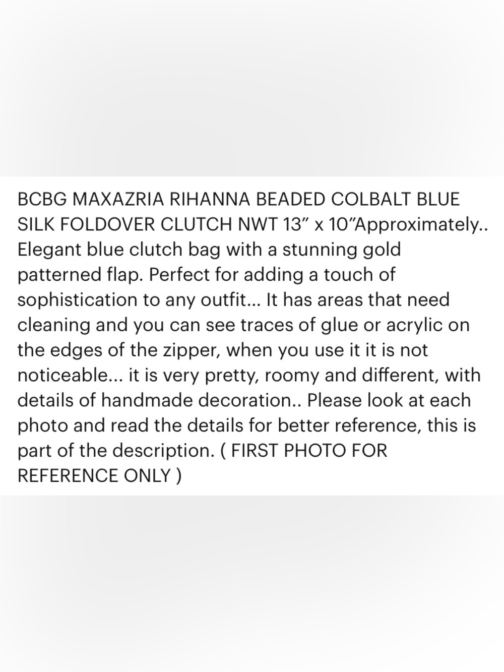 BCBG MAXAZRIA $298 retail RIHANNA
BEADED COLBALT BLUE SILK FOLDOVER CLUTCH NWT - Picture 10 of 10